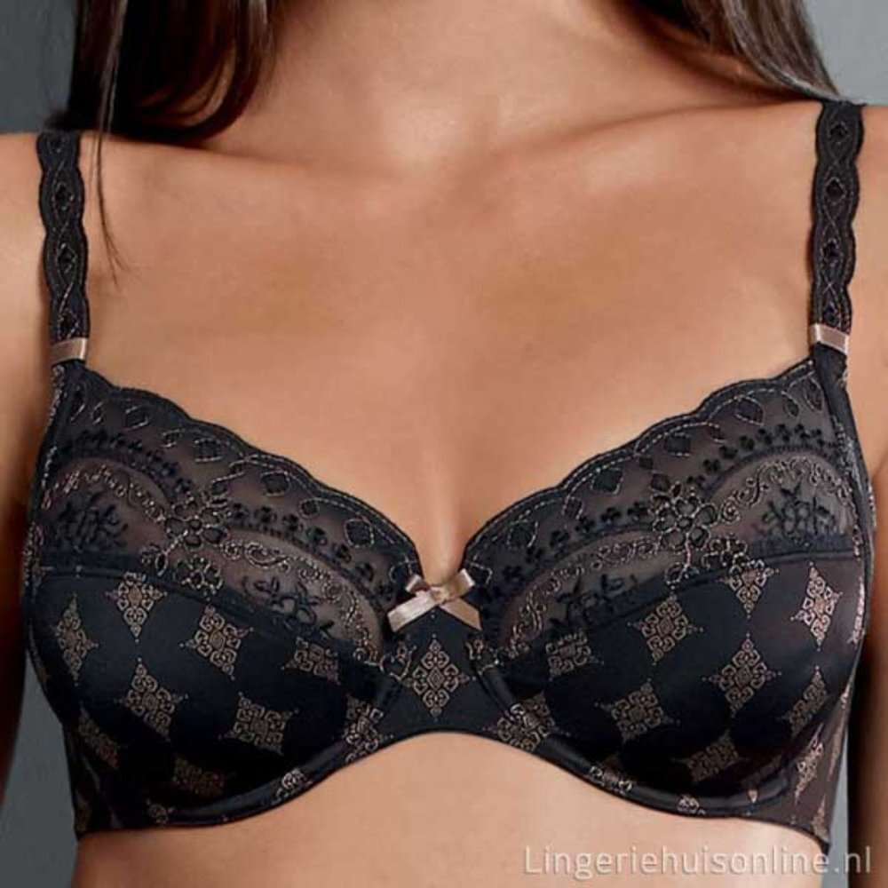 Anita Rosa Faia New Mila Underwire Bra beautiful floral embroidery in Blk